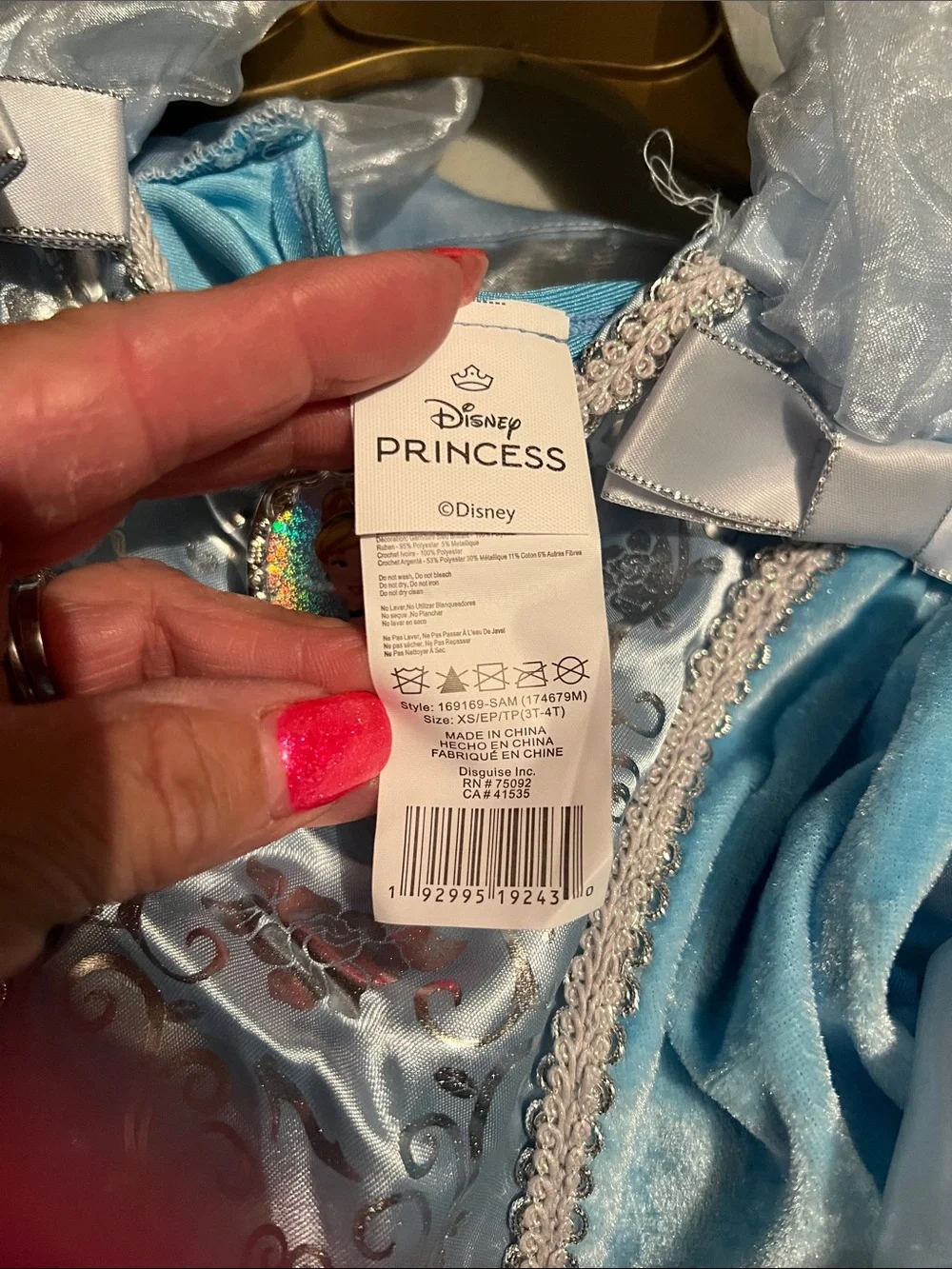 Disney Light cinderella costume size 45 Blue Satin Princess Dress Costume